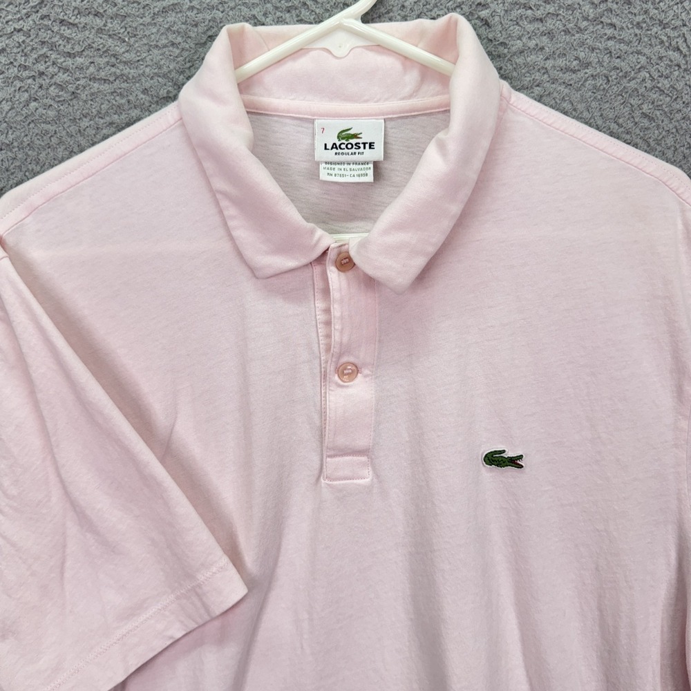 Lacoste Polo Shirt Mens XXL 7 Pink Preppy Office Career Business Casual Comfort